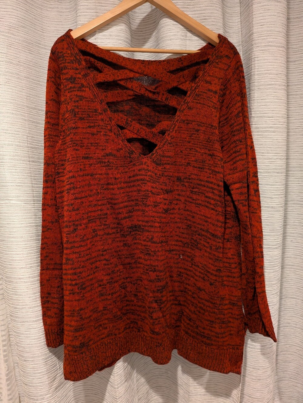 Eloquii Red & Black Lattice Back Knit Sweater - 2X